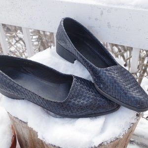 Italian  Women's Leather Dark Blue Dress Shoes